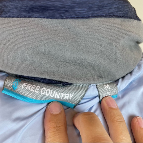 Free Country Solid Blue Waterfowl Feathers Down Puffer Vest Full Zip Medium - Picture 2 of 9